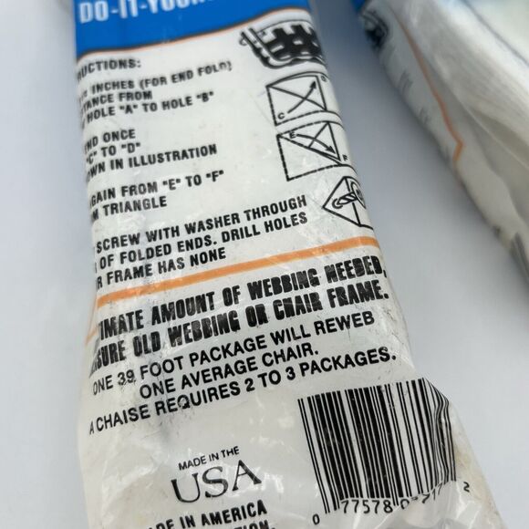 NEW Oceanside Vintage Aluminum Lawn Chair Re-Web Kit White Grey 39' One Chair - Picture 5 of 5